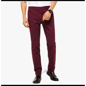 Michael Kors Men's Parker Slim Fit Burgundy 5 Pocket Pants Size 34 x  32